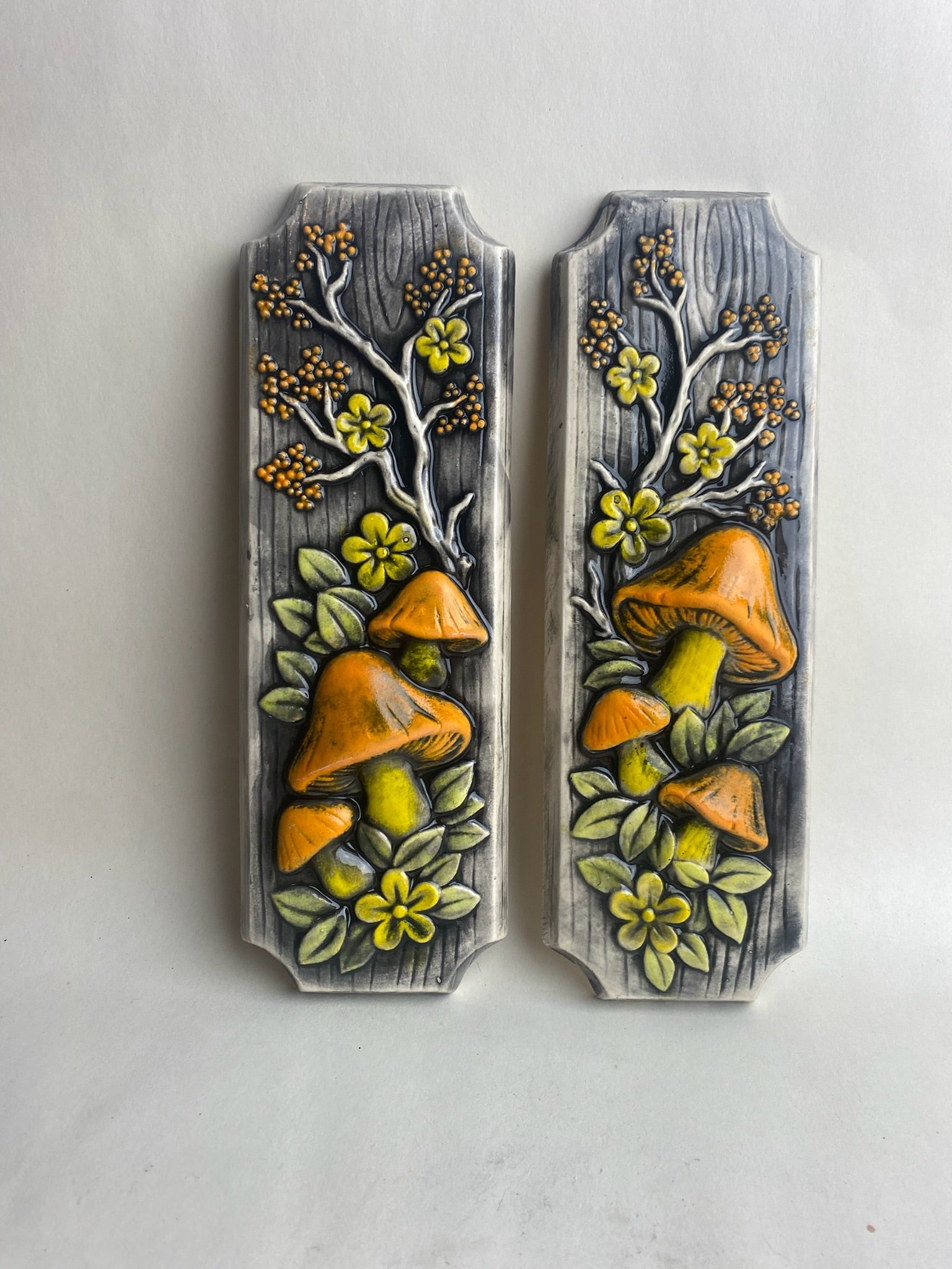 Retro Mushroom Cherry Blossom Wall Plaques