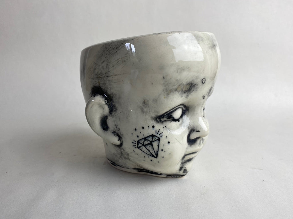 Tattoo Baby Doll Head Planter
