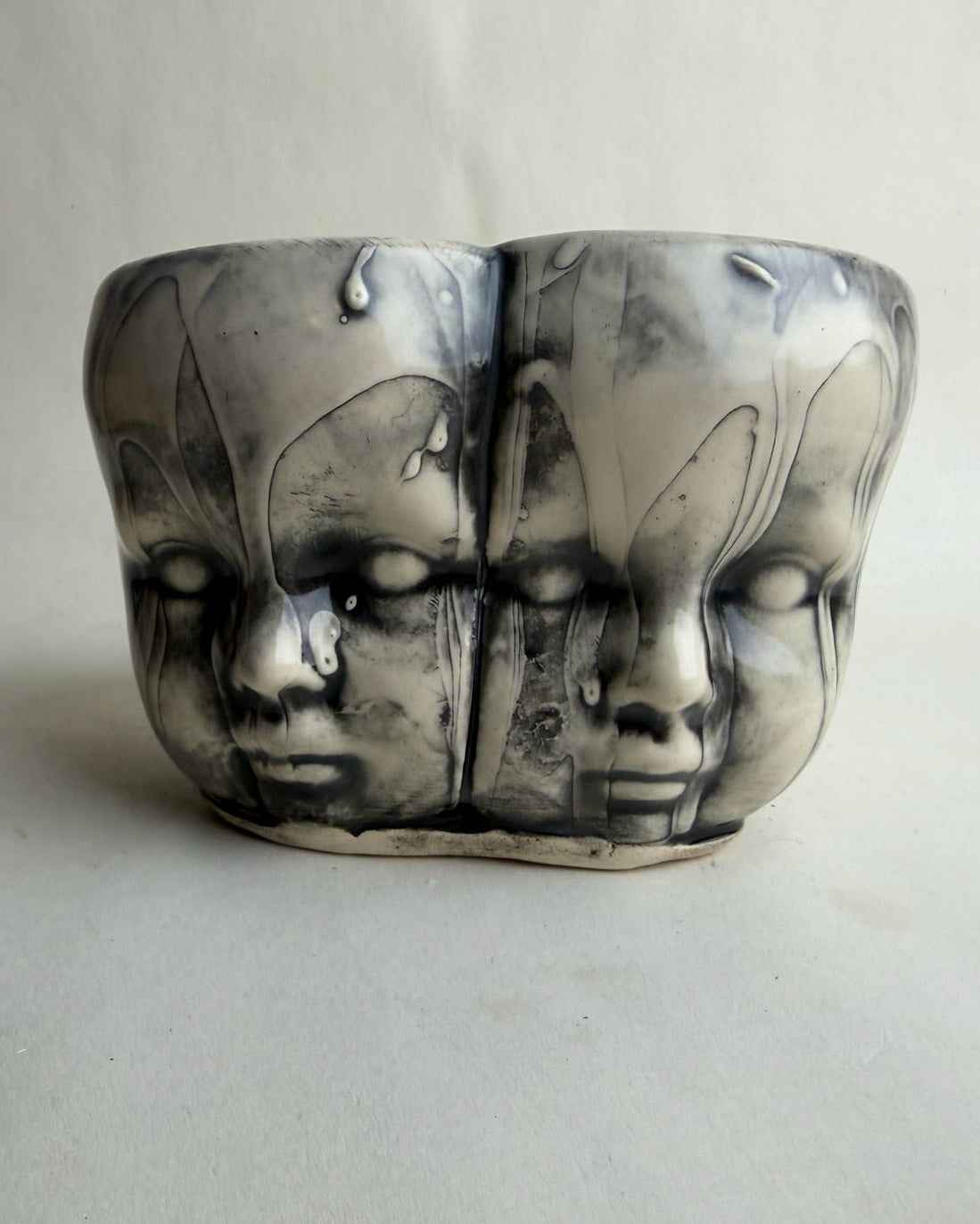 Conjoined Baby Doll Heads Planter