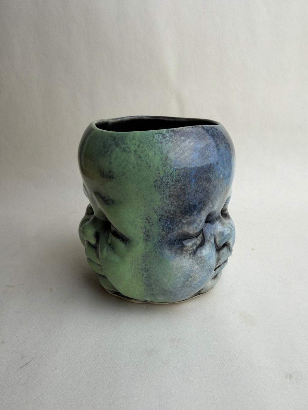 Three Face Baby Doll Head Planter