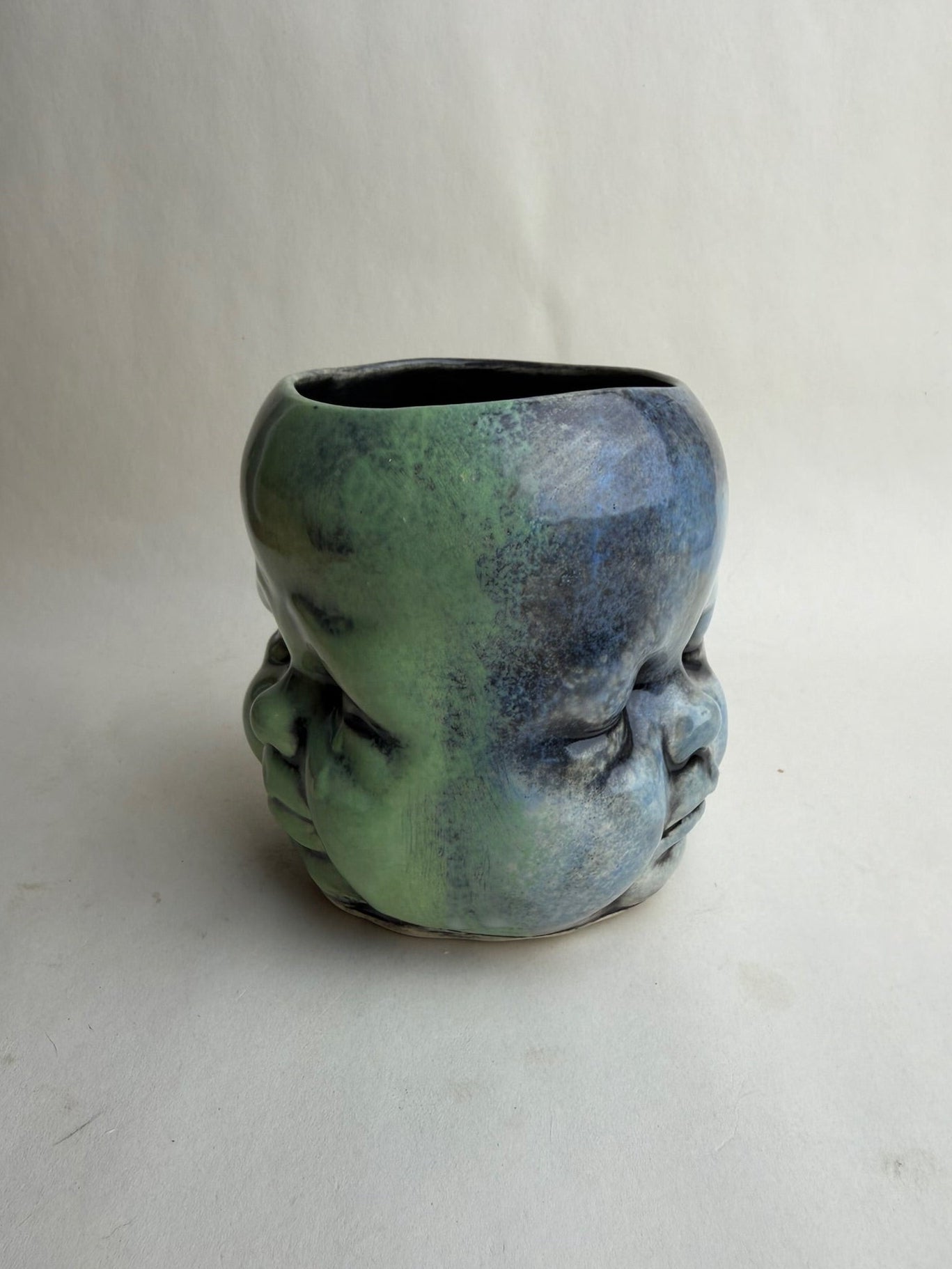 Three Face Baby Doll Head Planter