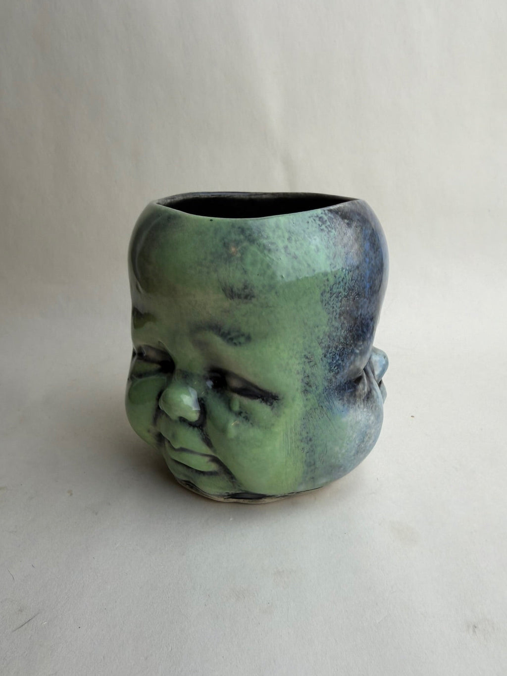Three Face Baby Doll Head Planter