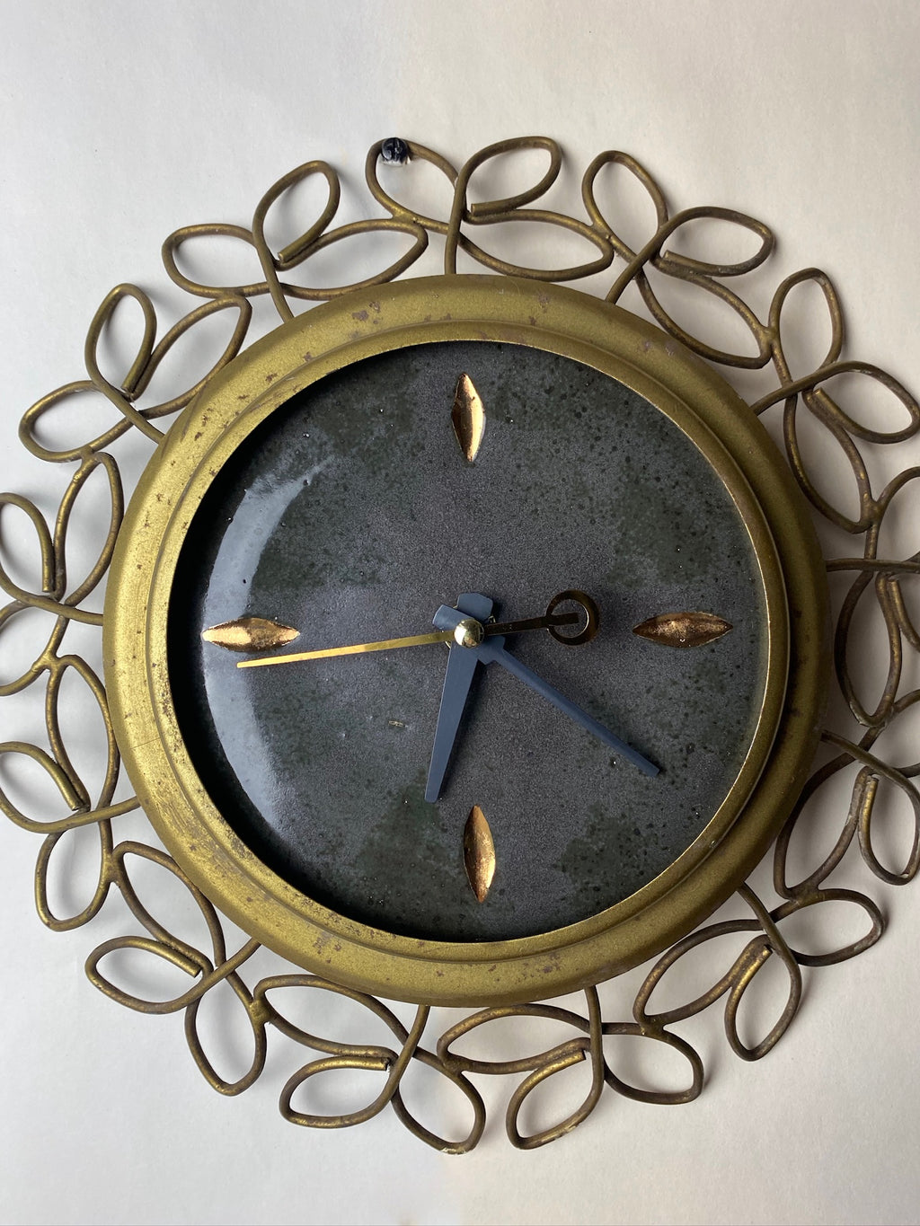 Retro Wheel Thrown Clock with Vintage Frame