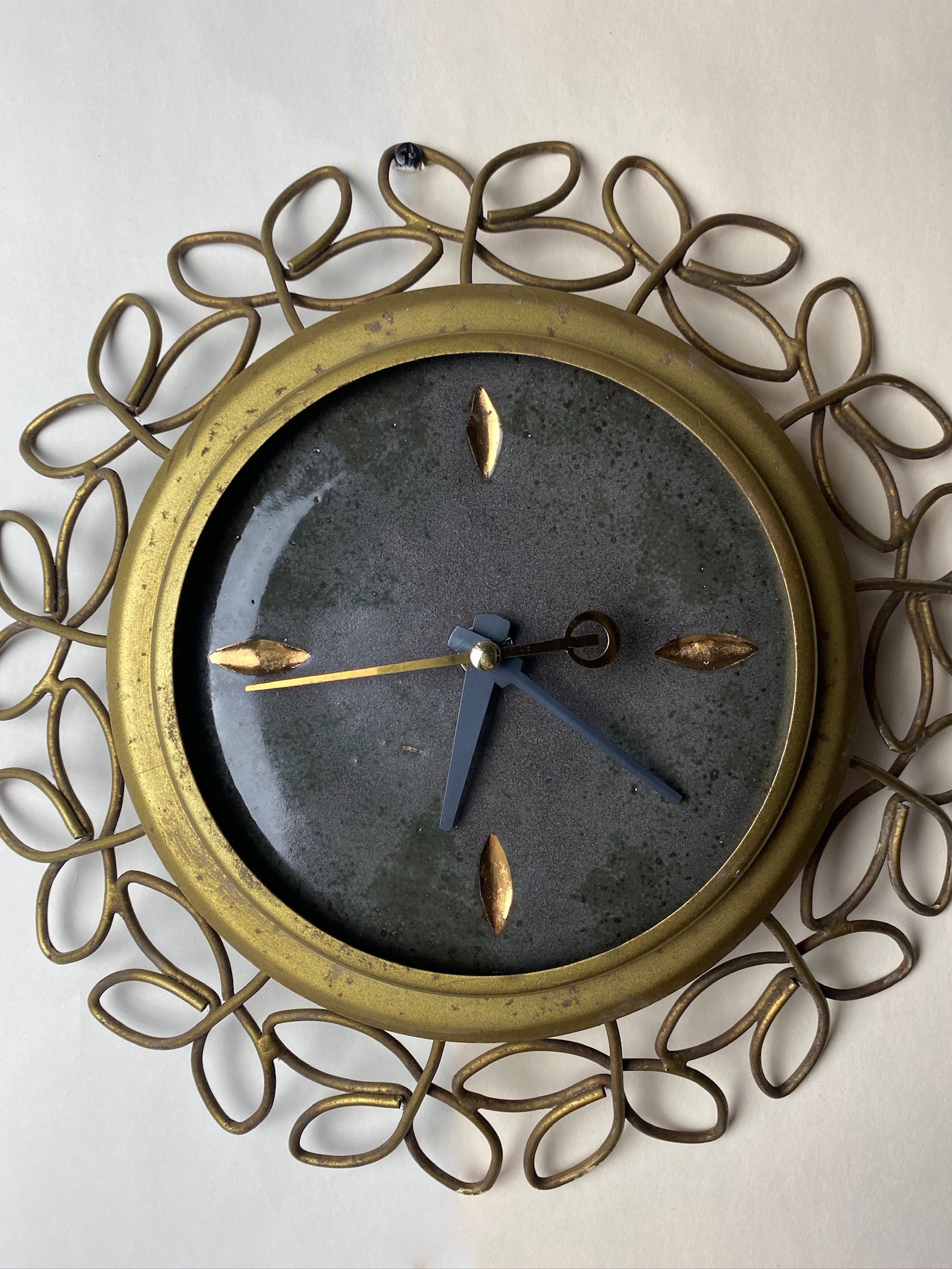 Retro Wheel Thrown Clock with Vintage Frame