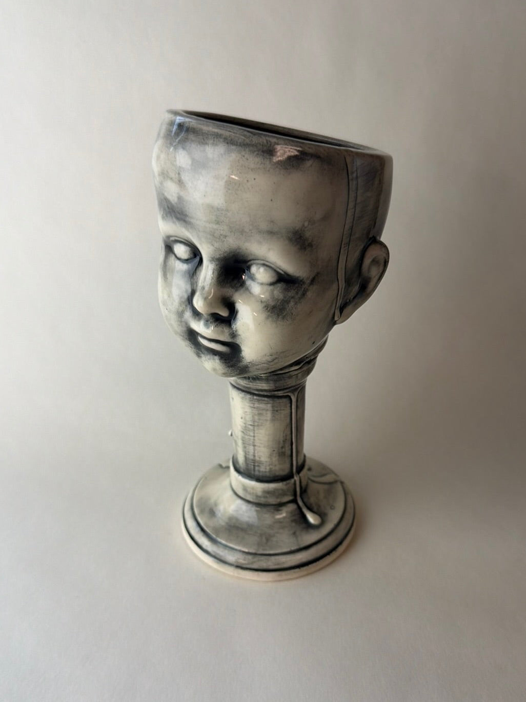 Tall Baby Doll Head Goblet