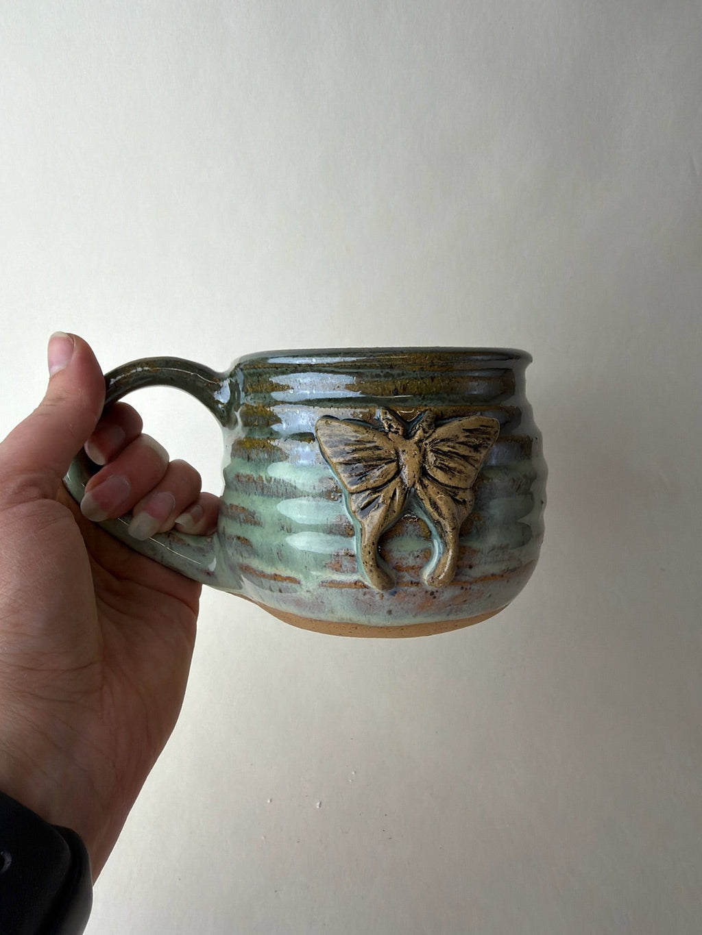 Moth Wheel Thrown Mug