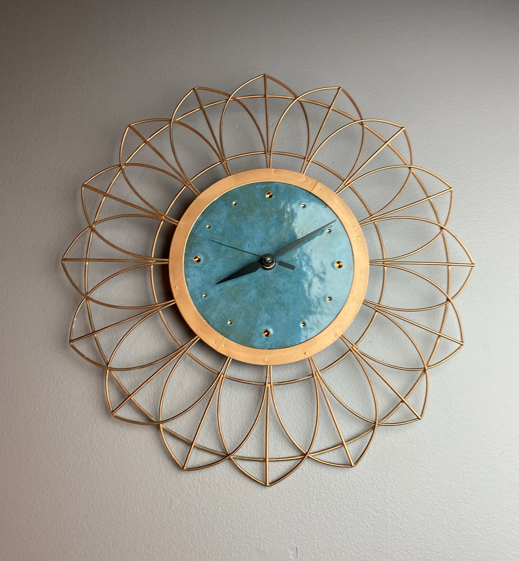 Retro Wheel Thrown Clock with Copper Frame