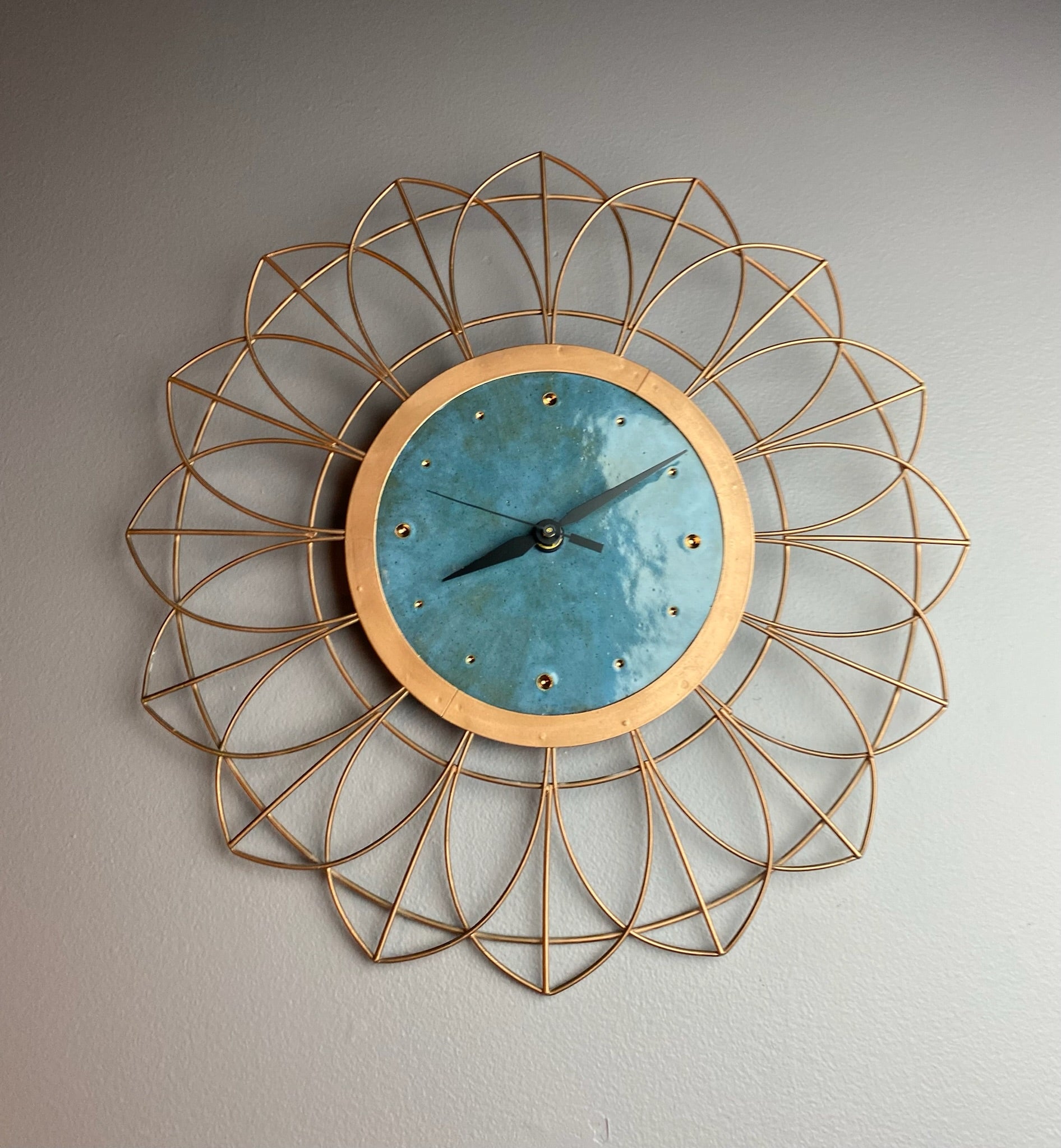 Retro Wheel Thrown Clock with Copper Frame