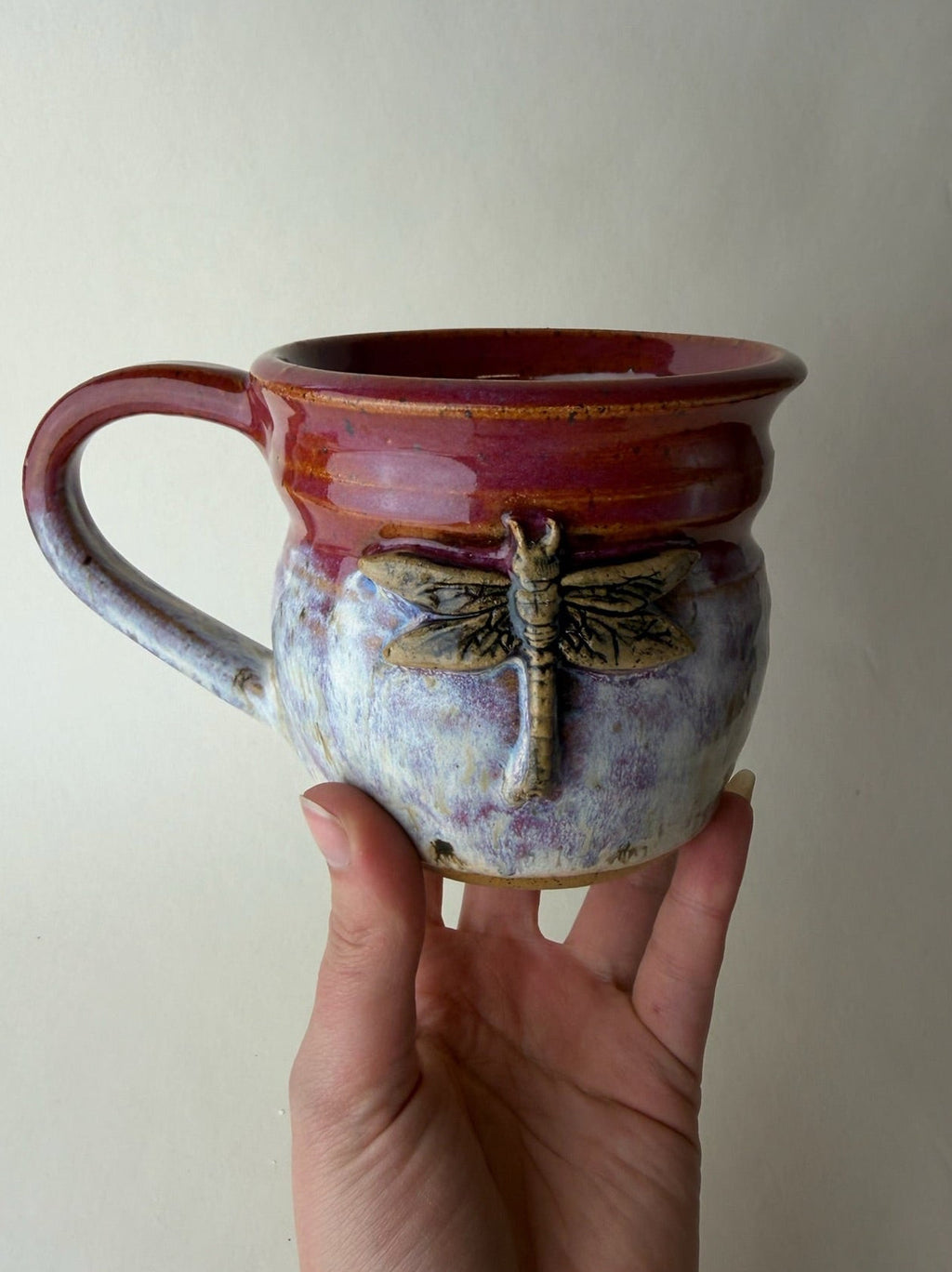 Dragonfly Wheel Thrown Mug