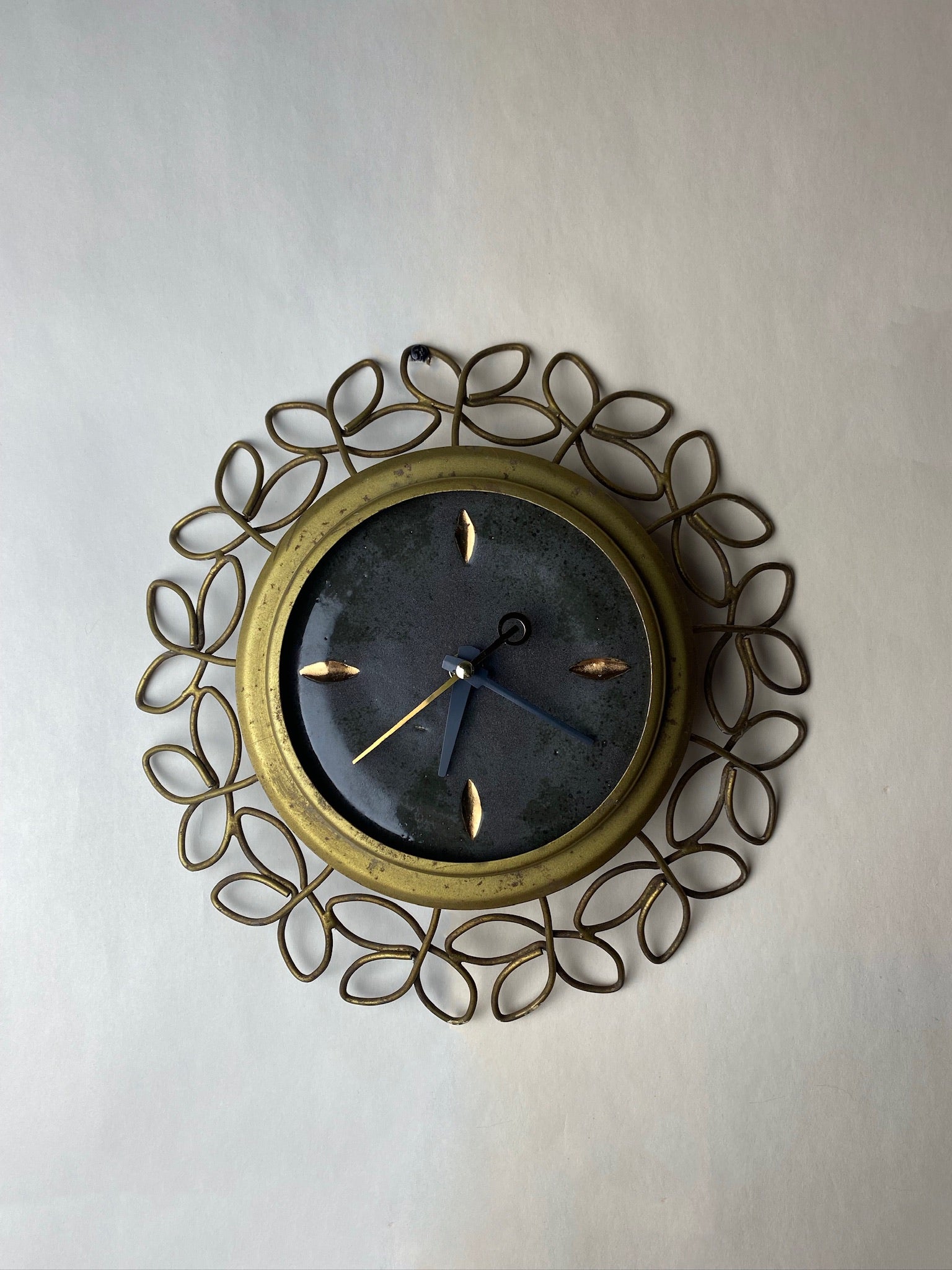 Retro Wheel Thrown Clock with Vintage Frame