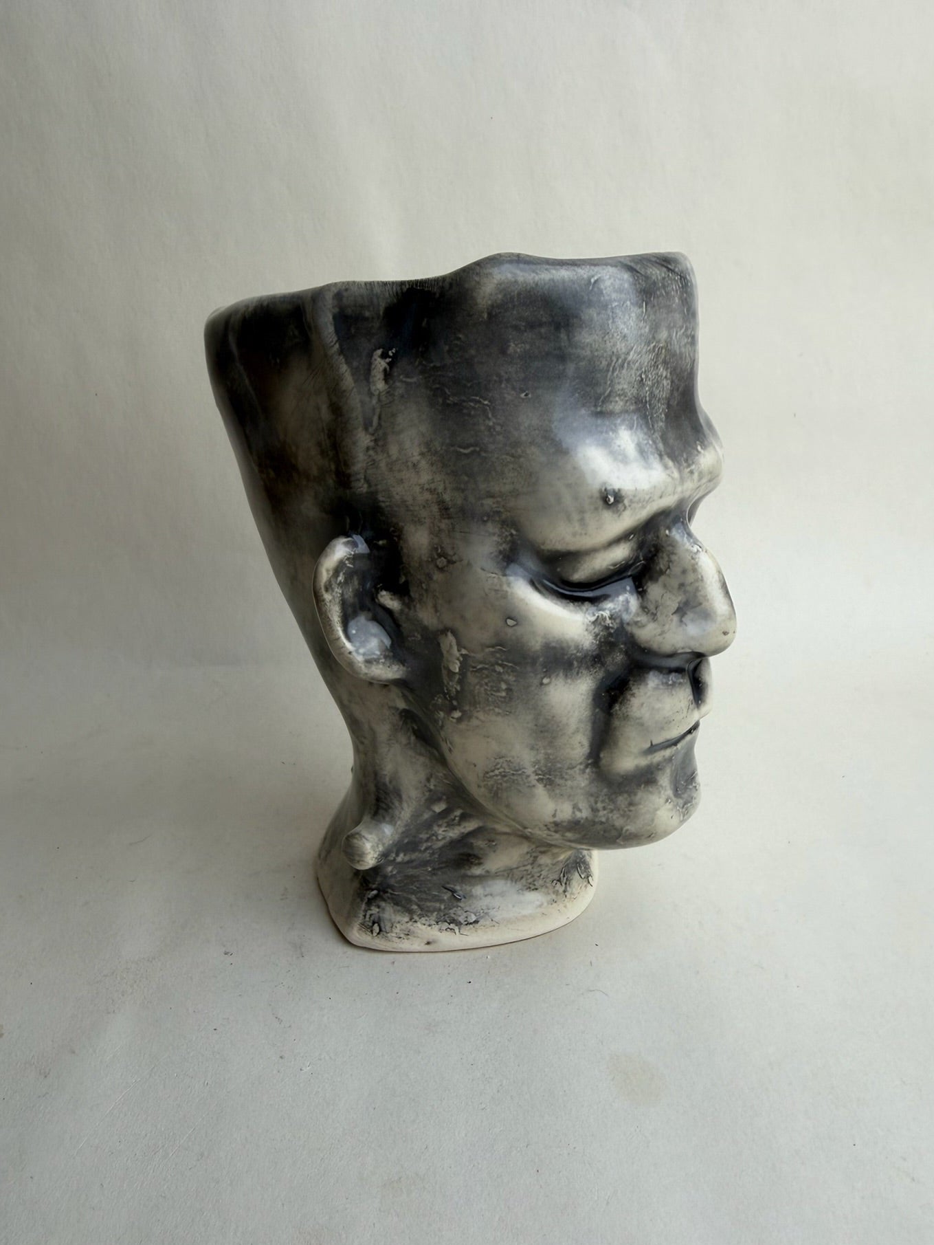 Black And White Frankenstein Monster Planter