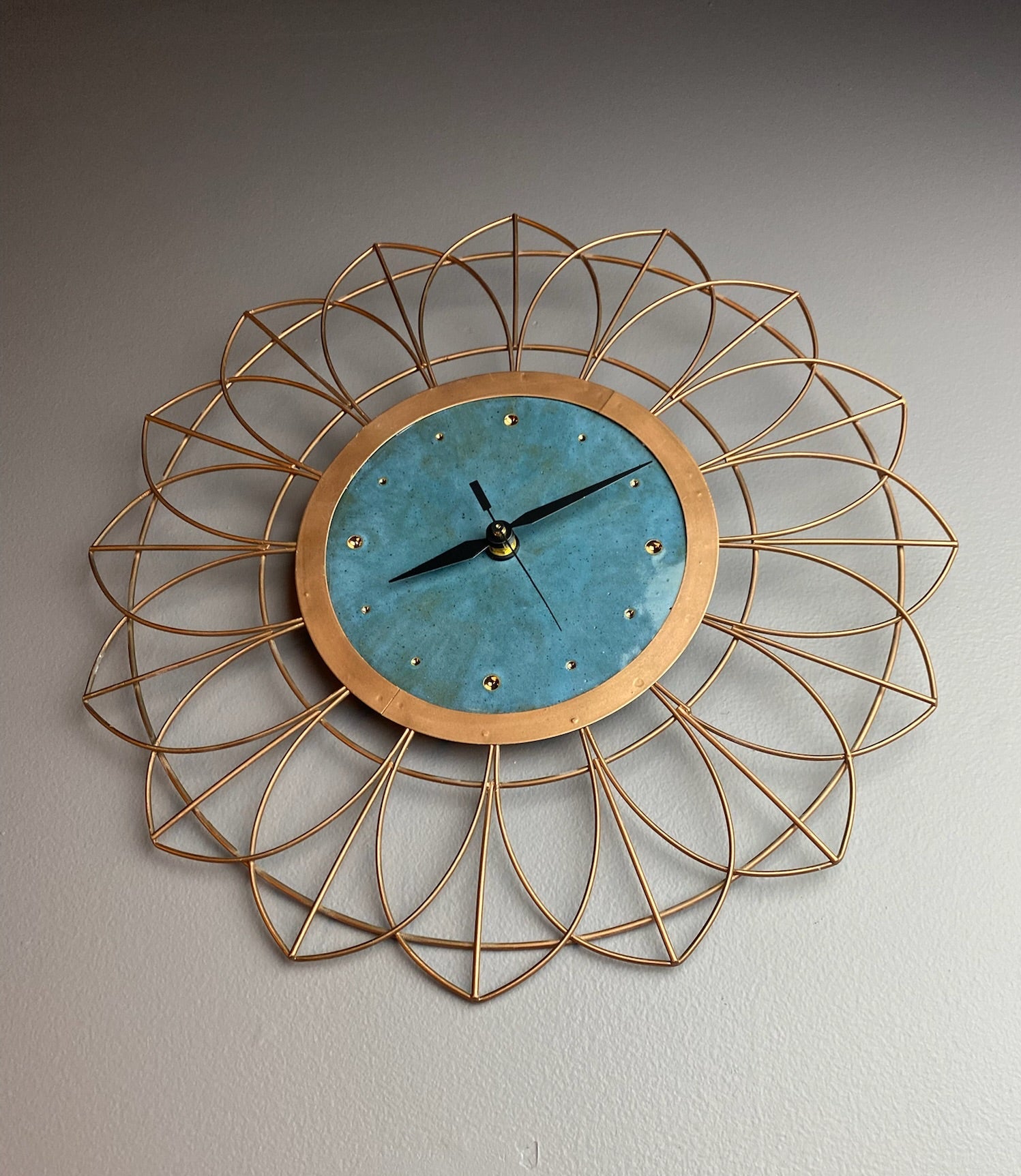 Retro Wheel Thrown Clock with Copper Frame
