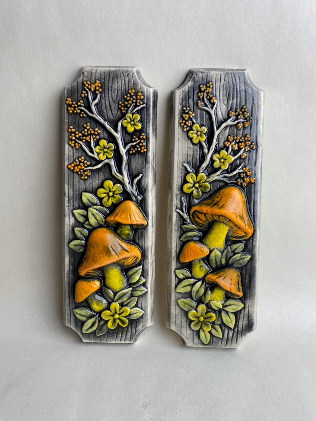 Retro Mushroom Cherry Blossom Wall Plaques