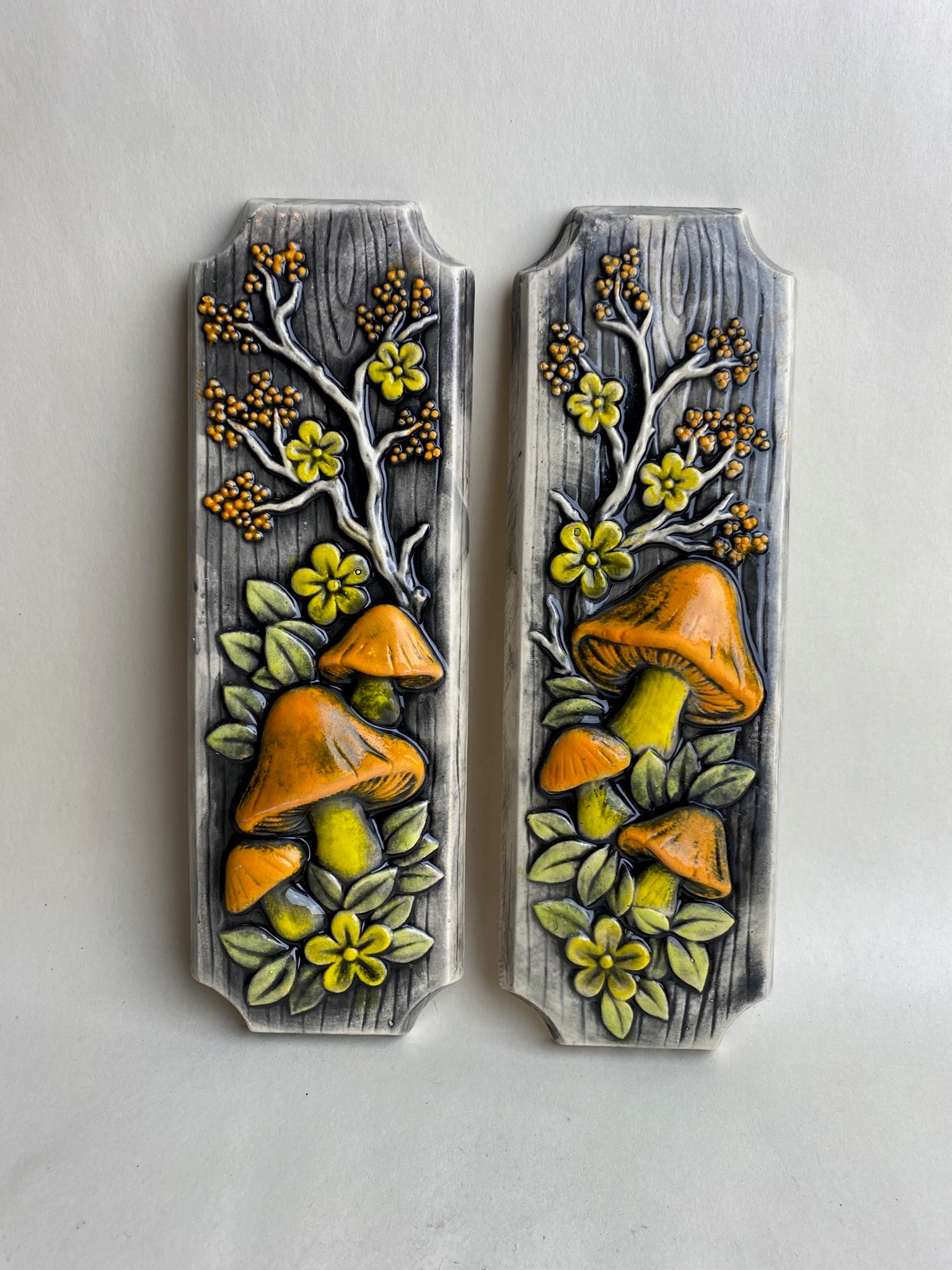 Retro Mushroom Cherry Blossom Wall Plaques