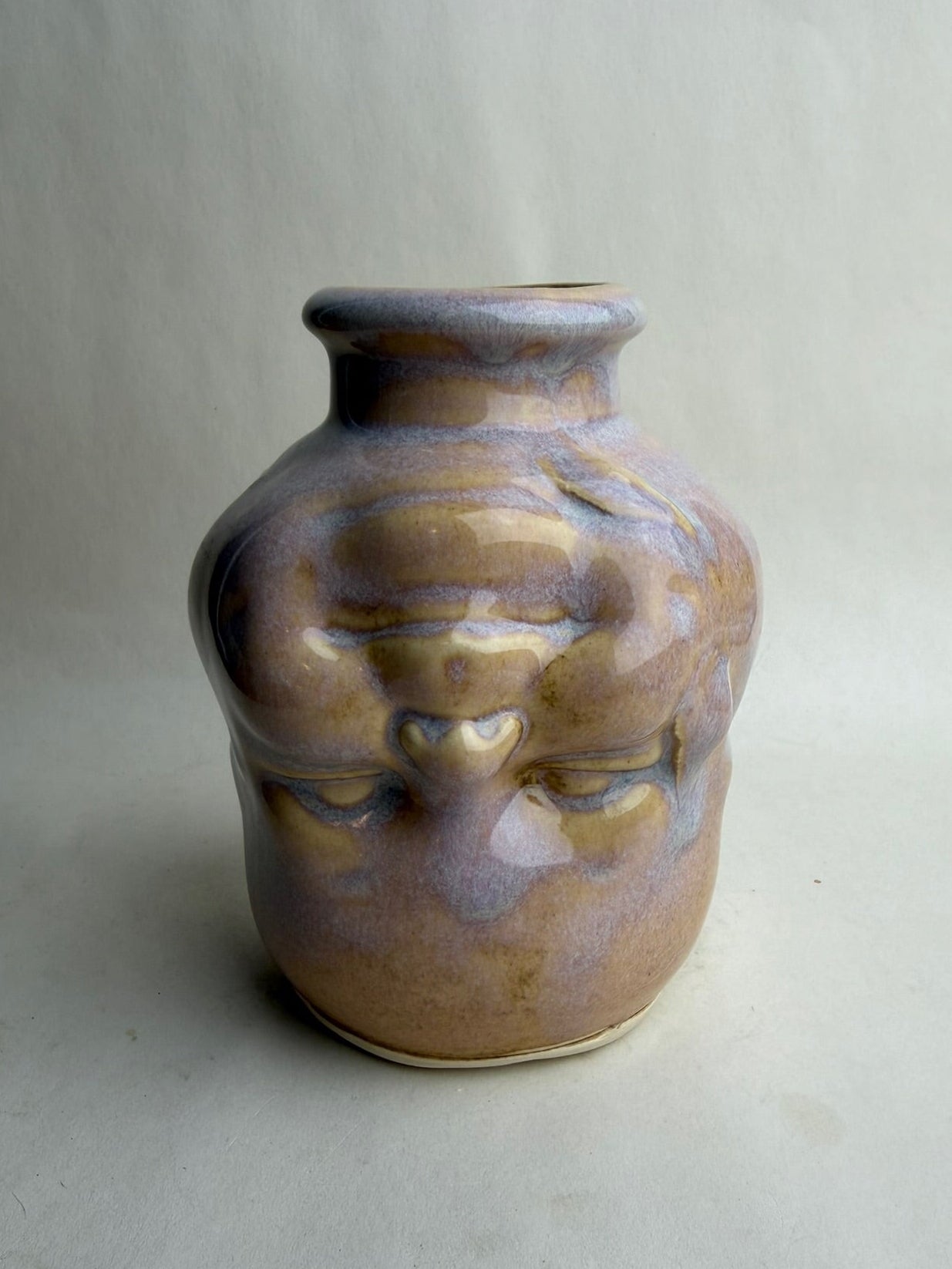 Three Face Baby Doll Head Vase