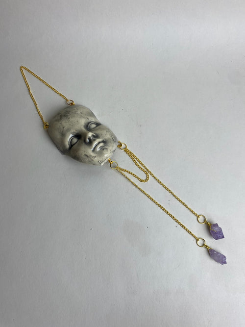 Baby Doll Face Hanging Mobile With Amethyst