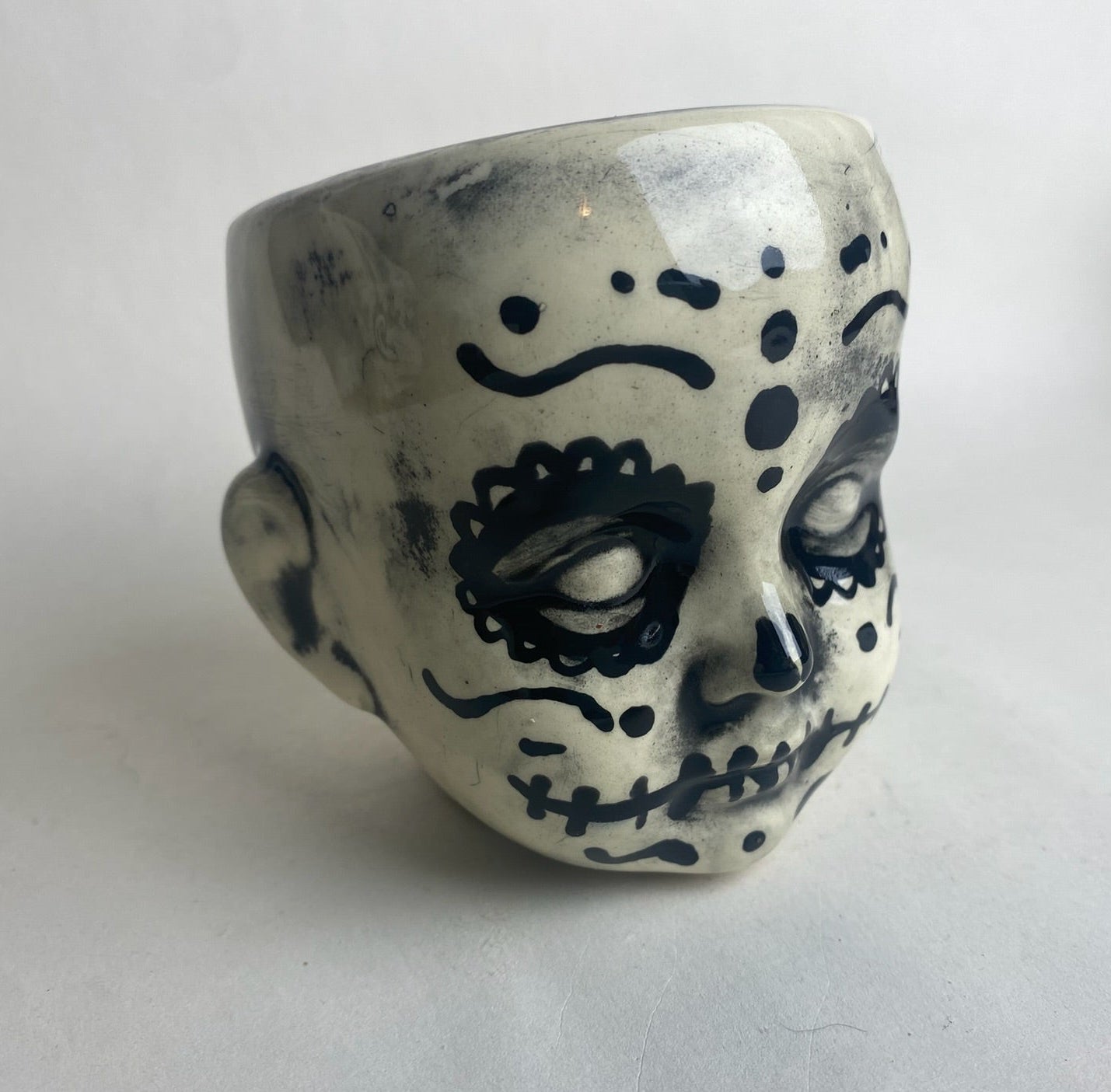 Sugar Skull Baby Doll Head Planter