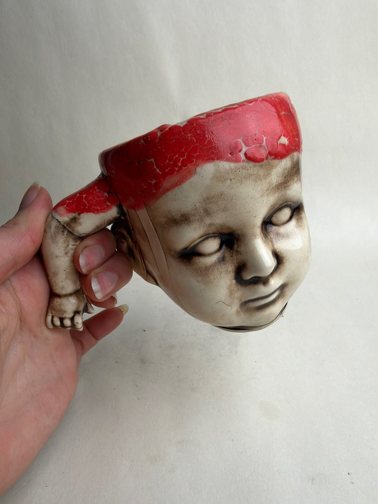Doll Head Mug With Doll Arm Handle