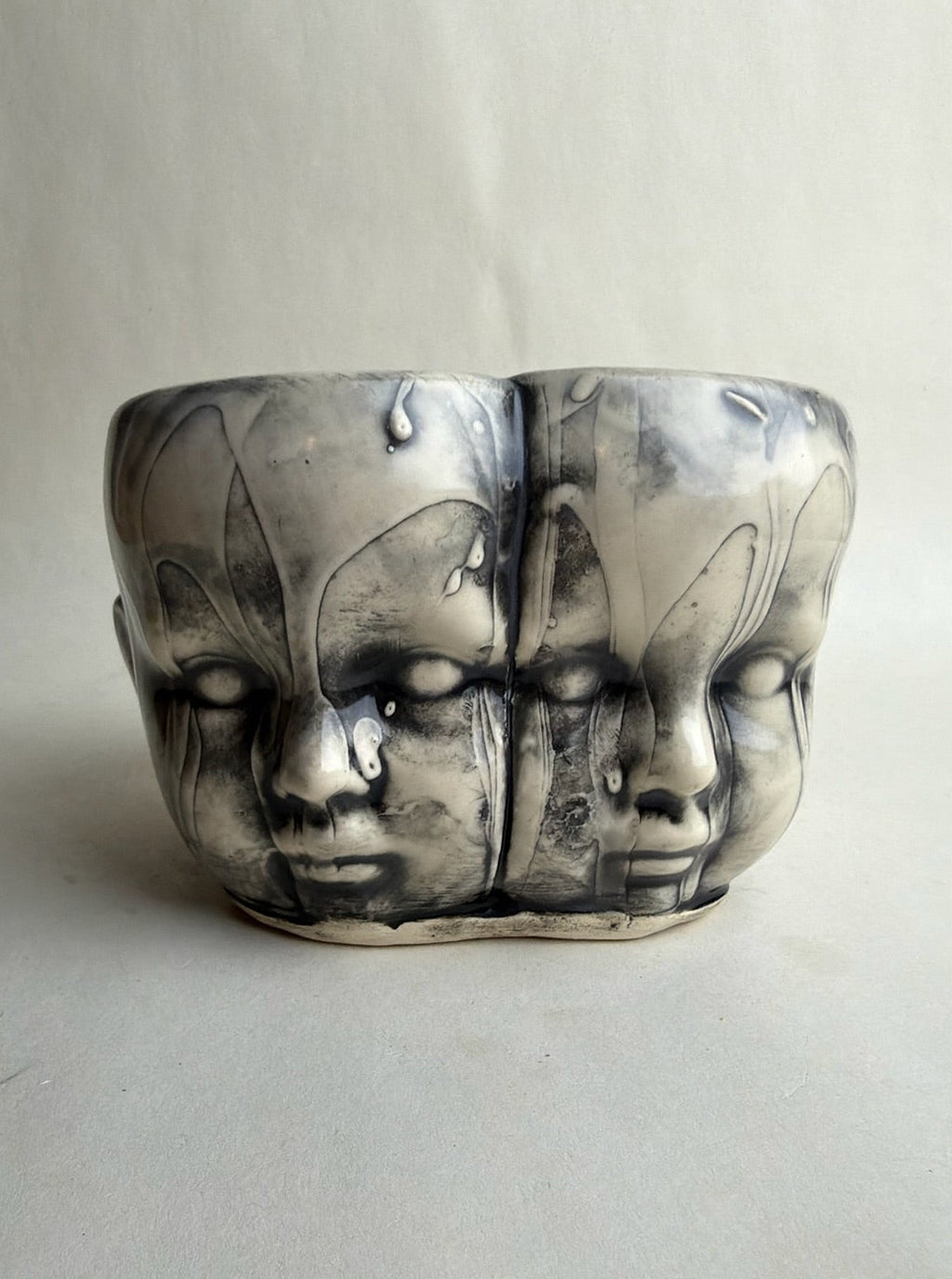 Conjoined Baby Doll Heads Planter