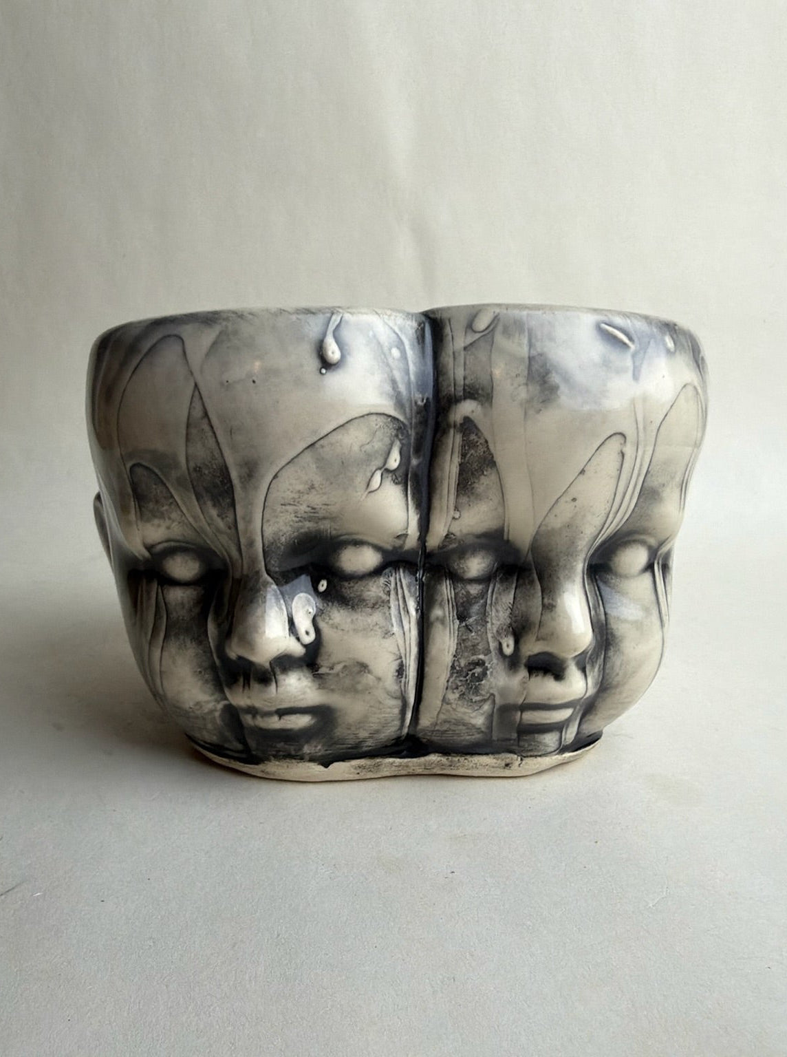 Conjoined Baby Doll Heads Planter
